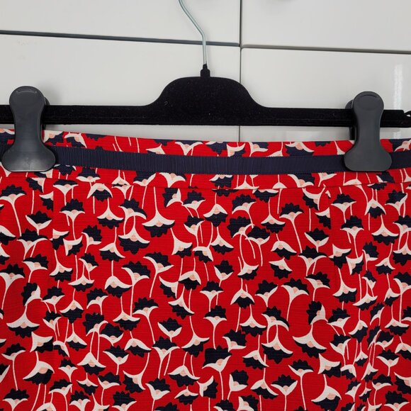 Boden Red Floral Print Cotton Pencil Skirt Size US 12 - Picture 4 of 12